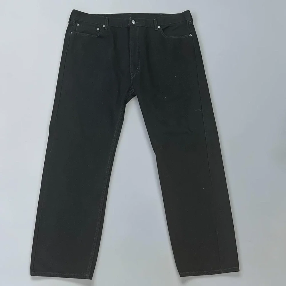 Levi's 505 Regular Fit Black Denim Jeans Mens W44 L32 Straight Leg Heavyweight